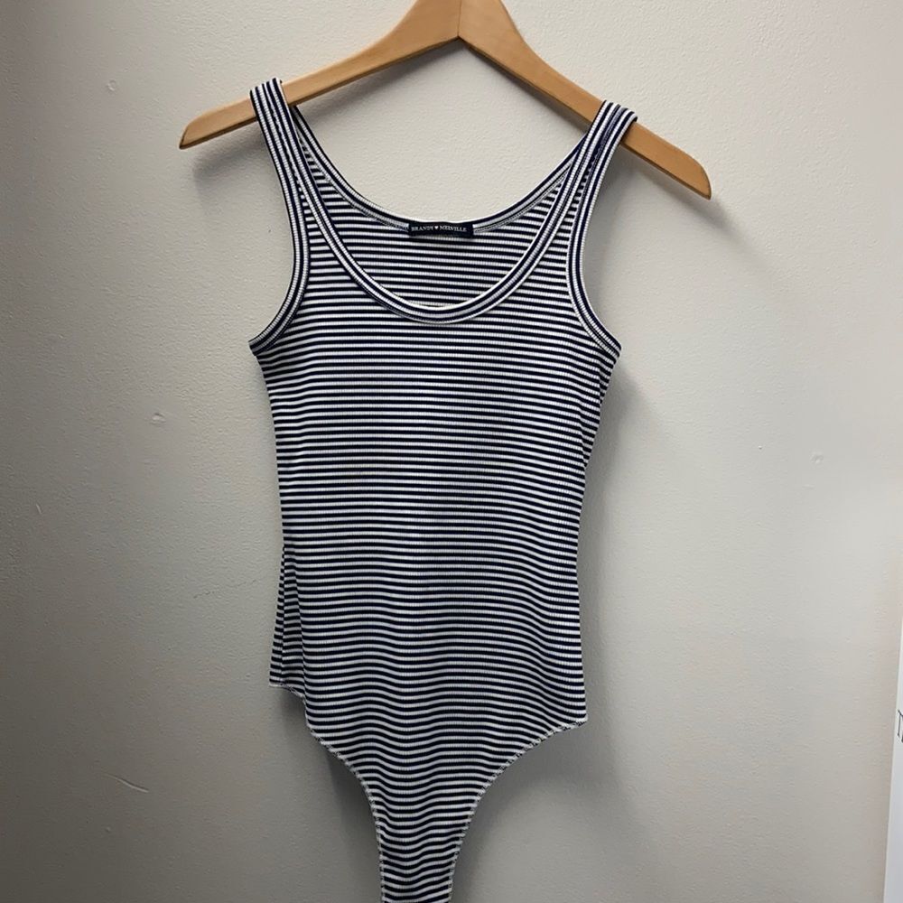 Brandy Melville Body Suit Stripe Black / White Sz3